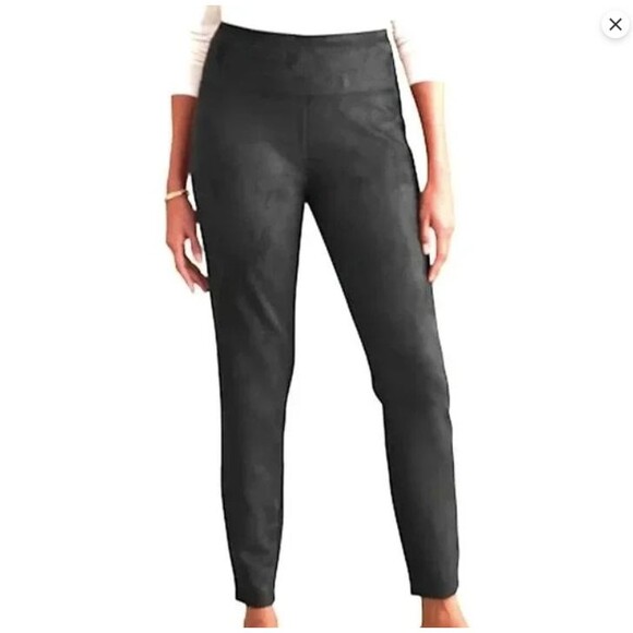 Soft Surroundings Faux Suede Pull On Leggings-Medium-Ankle-Slate Gray-Fall-NWOT - Picture 1 of 9